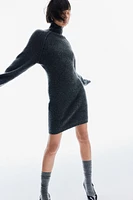 Rib-Knit Mock Turtleneck Dress
