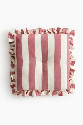 Ruffle-trimmed Cotton Seat Cushion