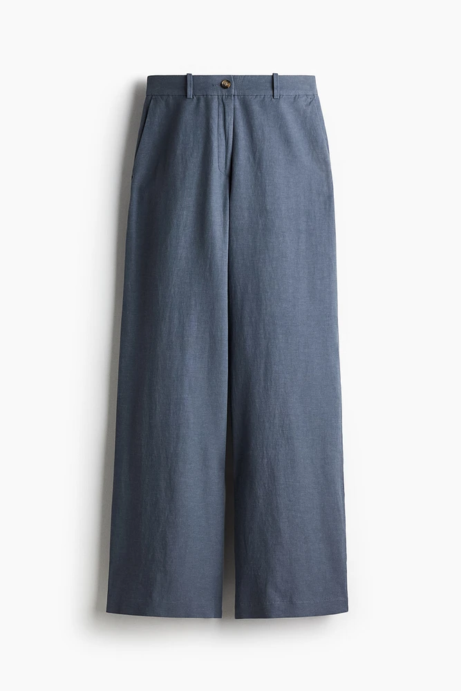 Wide-Leg Linen-Blend Pants