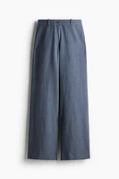 Wide-Leg Linen-Blend Pants