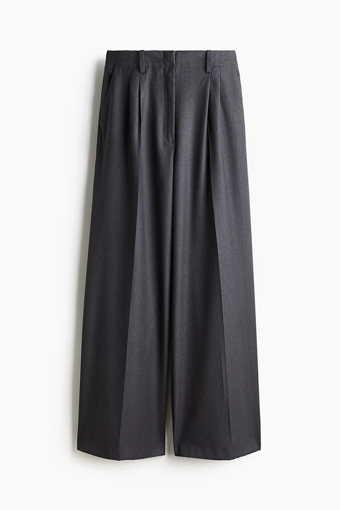 Wide-Leg Twill Pants