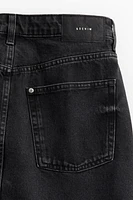 Denim Skirt with Wrapover Waistband