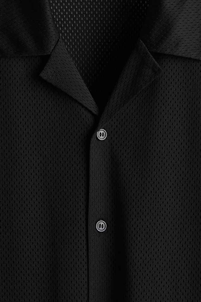 Loose-Fit Mesh Resort Shirt