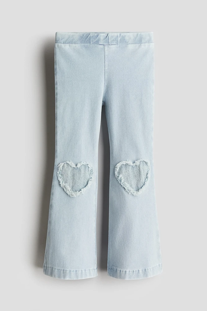 Pantalon taille élastique évasé en denim