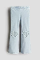 Pantalon taille élastique évasé en denim