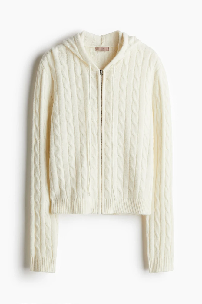 Cable-Knit Hooded Jacket