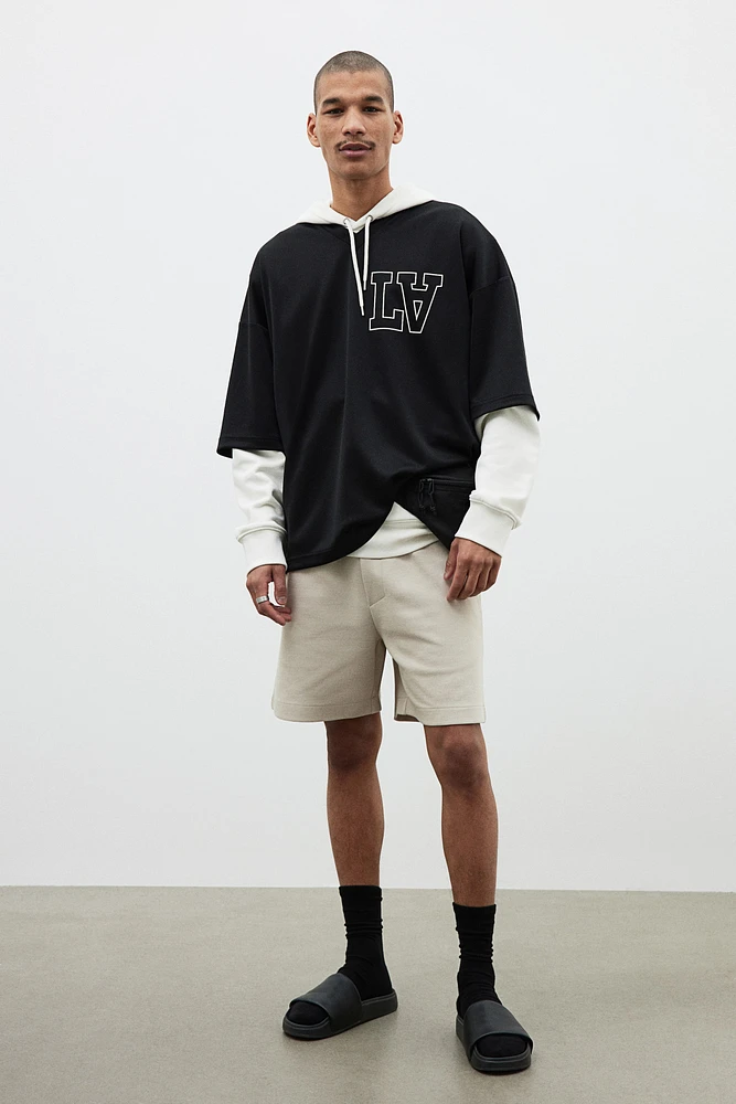 Oversized Fit Printed Mesh T-shirt