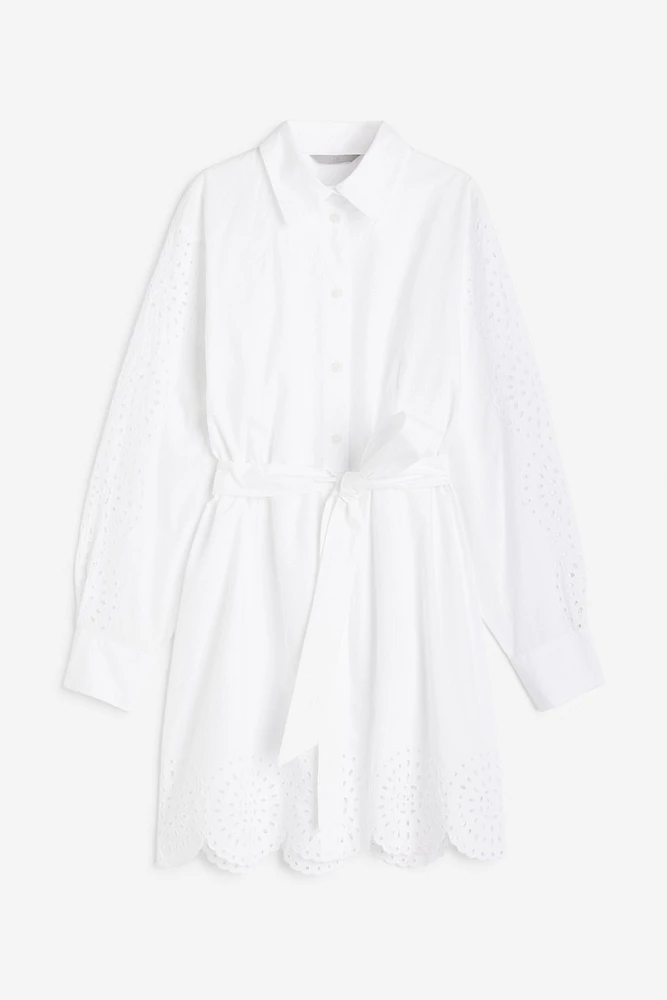 Shirt Dress with Eyelet Embroidery