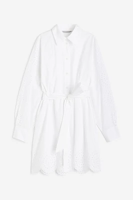 Shirt Dress with Eyelet Embroidery