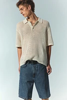 Loose Fit Hole-knit Polo Shirt