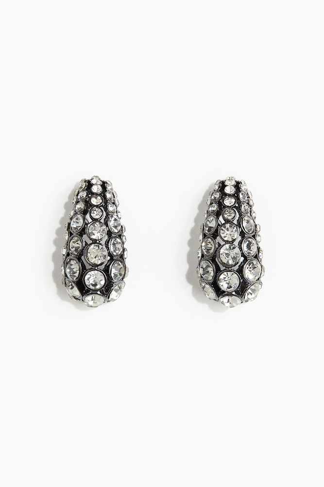 Rhinestone-Embellished Dome Earrings