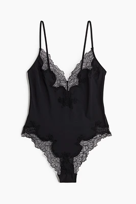 Microfiber and Lace Bodysuit