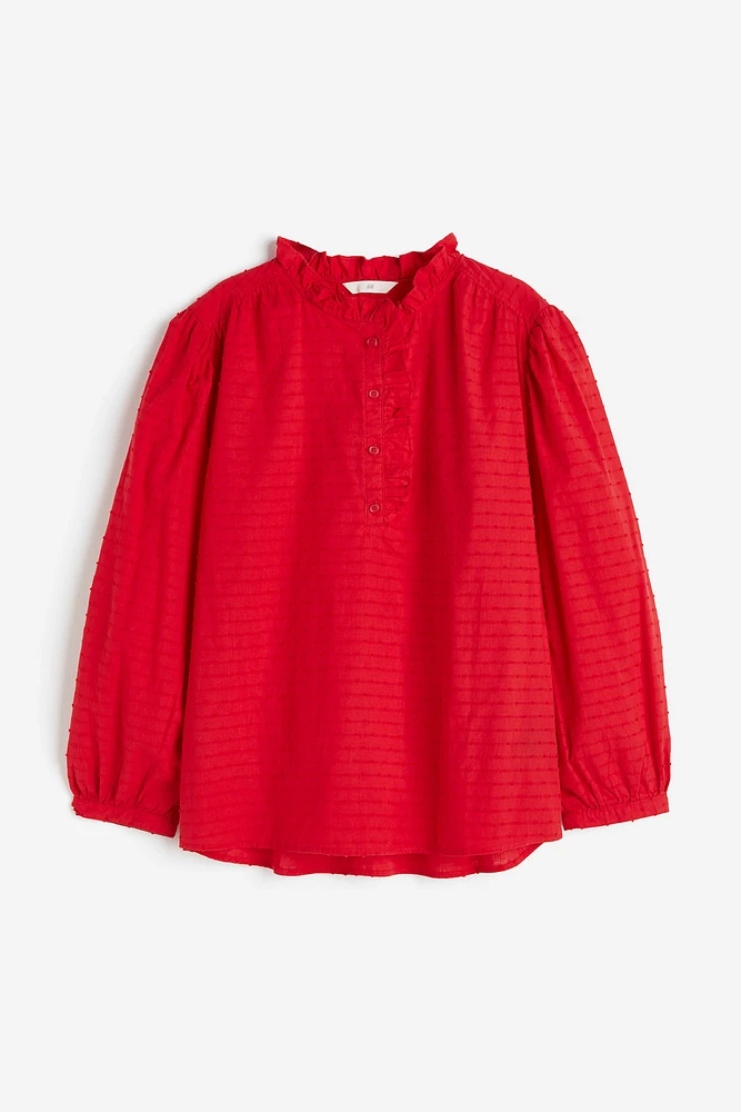 Ruffle-trimmed Pullover Blouse