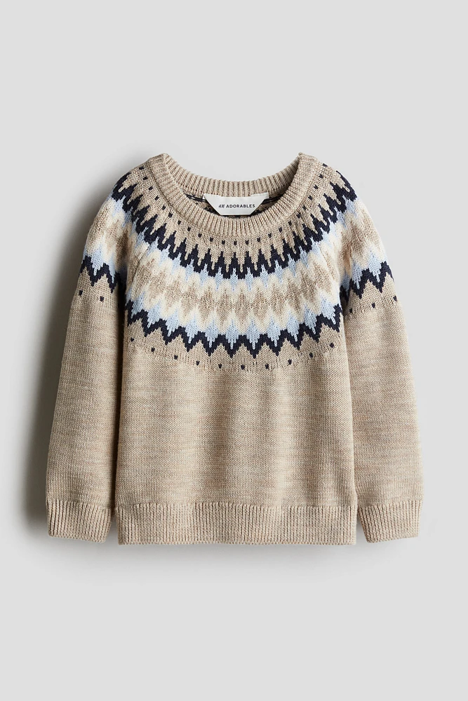 Jacquard-Knit Wool Sweater