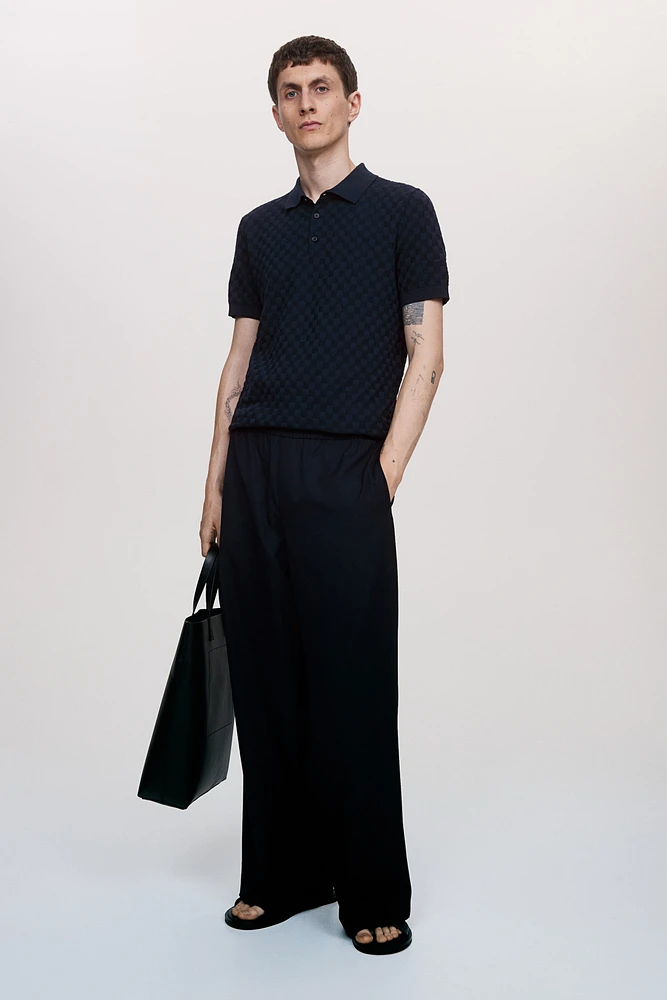 Slim Fit Textured-knit Polo Shirt