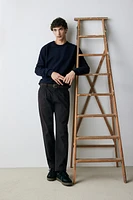 Regular Fit Herringbone-Patterned Sweatshirt