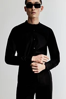 Muscle Fit Band-collar Shirt