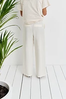 Wide-Leg Linen-Blend Pants
