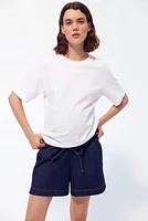 MAMA Drawstring Denim Shorts