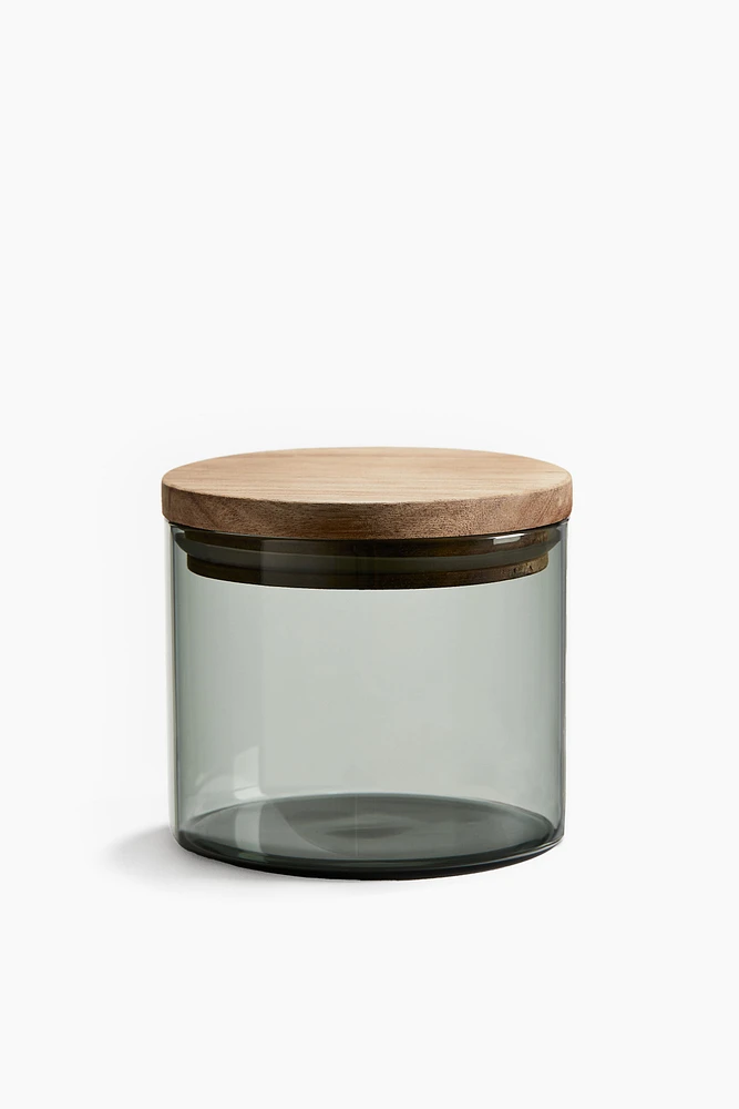 Petit pot en verre avec couvercle