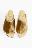 Fringe-trimmed heeled sandals