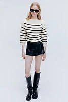 Purl-Knit Boat-Neck Sweater