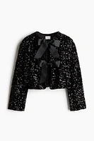 Sequined Bow-Front Jacket