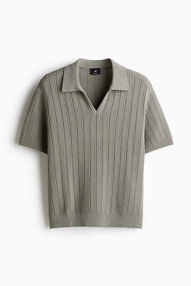 Regular-Fit Textured-Knit Polo Shirt