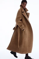 Wool-Blend Tie-Belt Coat