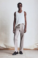 Regular-Fit Tailored Linen-Blend Pants