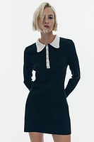 Knit Dress with Collar