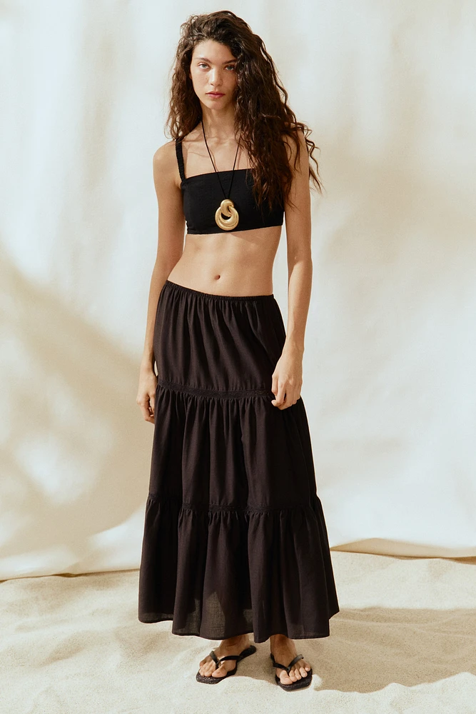Lace-Inset Maxi Skirt