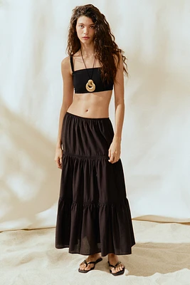 Lace-Inset Maxi Skirt