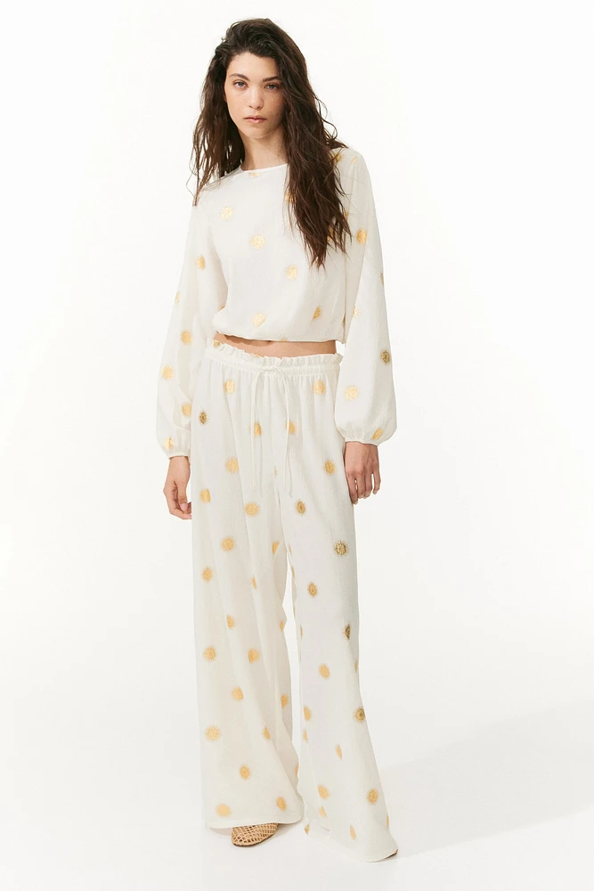 Pantalon en jersey froissé avec cordon de serrage