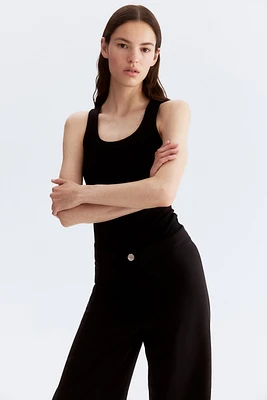 Silk-Blend Ribbed Thong Bodysuit