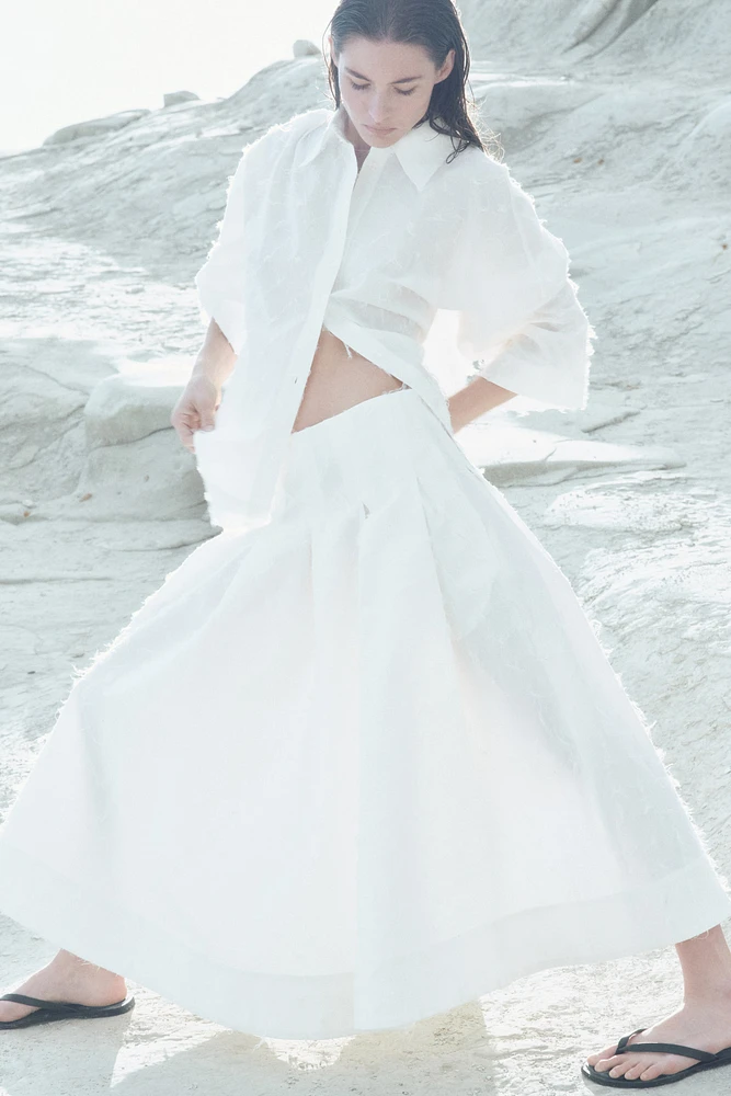 Fringe-Textured A-Line Skirt