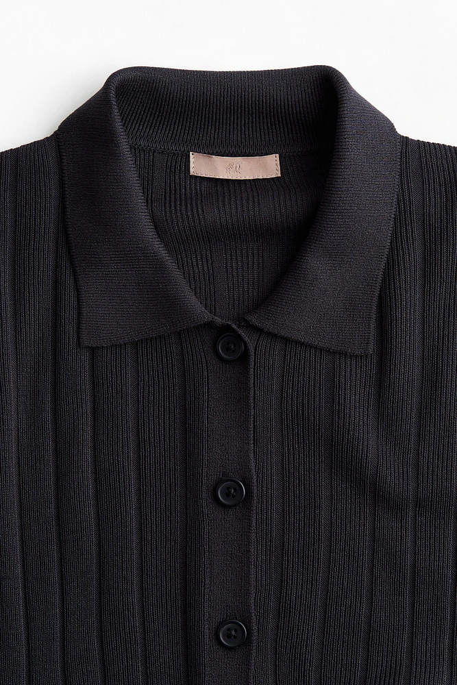 Rib-knit Button-front Top