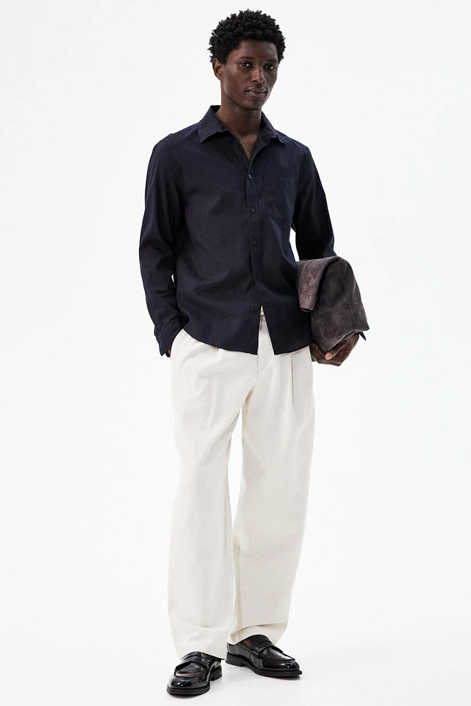 Regular-Fit Linen-Blend Shirt