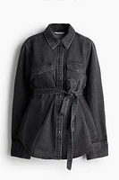 MAMA Tie-Belt Denim Shirt