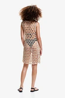 Crochet-look Knit Dress