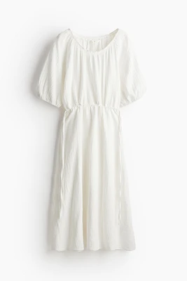 Drawstring-waist Cotton Dress
