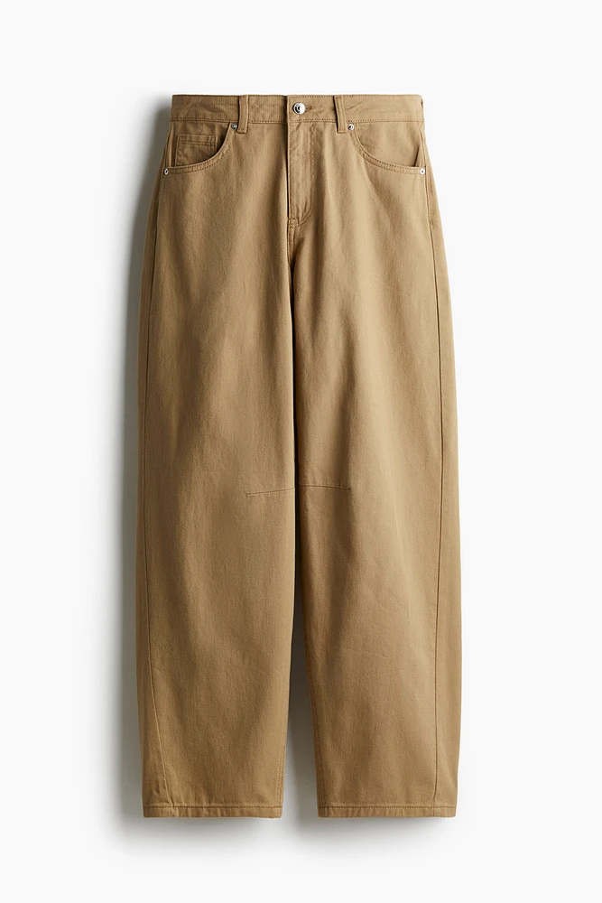 Barrel-Leg Twill Pants