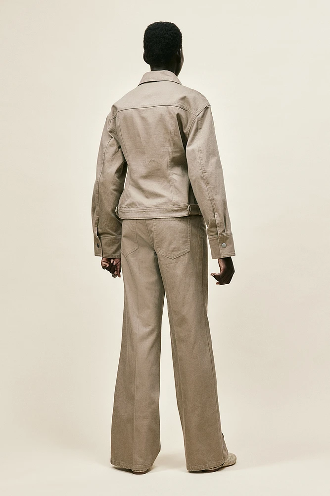 Flared Creased Twill Pants