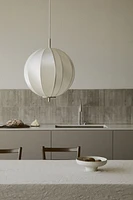 Fabric/metal pendant light