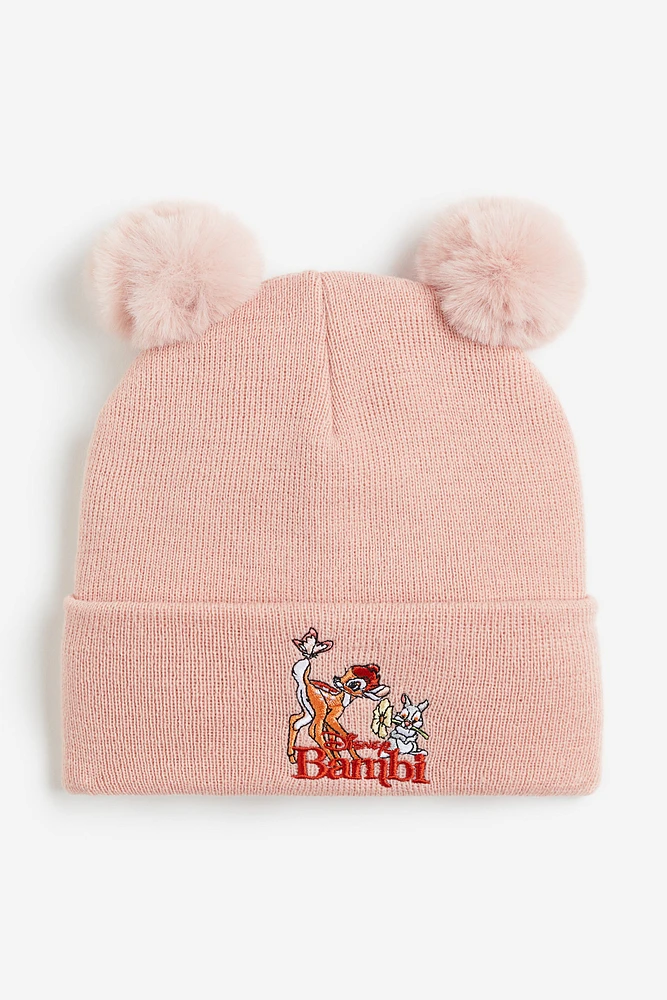 Appliquéd Pompom Beanie