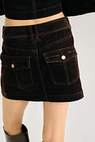 Flocked Denim Skirt