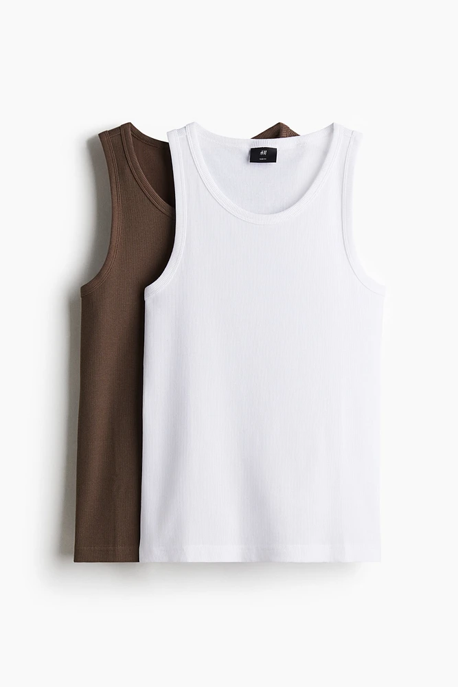 2-pack Slim Fit Ribbed Tank Tops