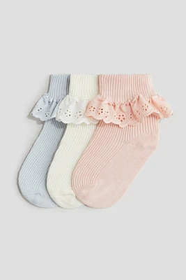 3-pack Socks with Overlocked Foldover Cuffs