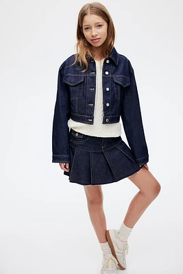 Pleated Denim Skirt