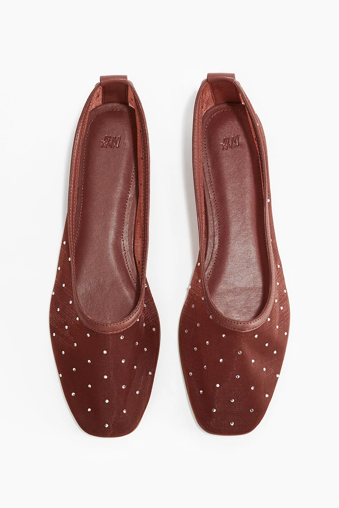 Rhinestone-Embellished Ballet Flats